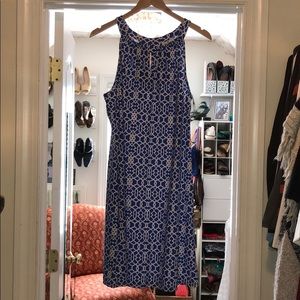 Jude Connally blue and white keyhole dress